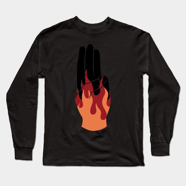 Fire Mockingjay Salute -  Hunger Games Long Sleeve T-Shirt by maya-reinstein